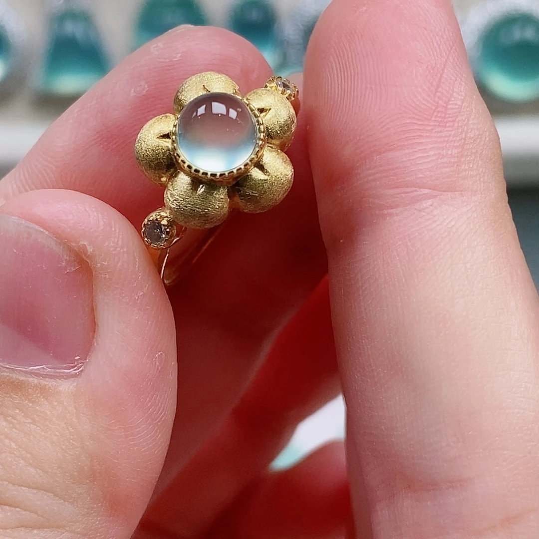 银S925镶嵌蛇纹石玉戒指