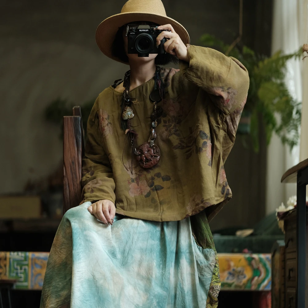 源头工厂直供原创文艺复古轻民族风宽松棉衣女装爆款2147清芜