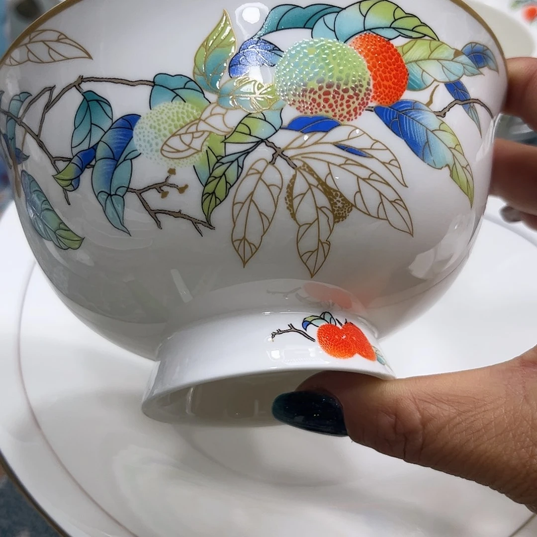 瓷片荔枝高脚五寸碗六个