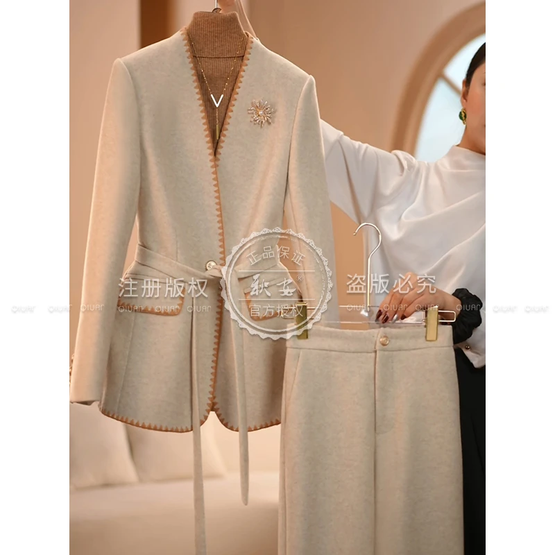 【AMNK服饰】2025秋冬新款杏色高级简约设计师系列修身西装外套