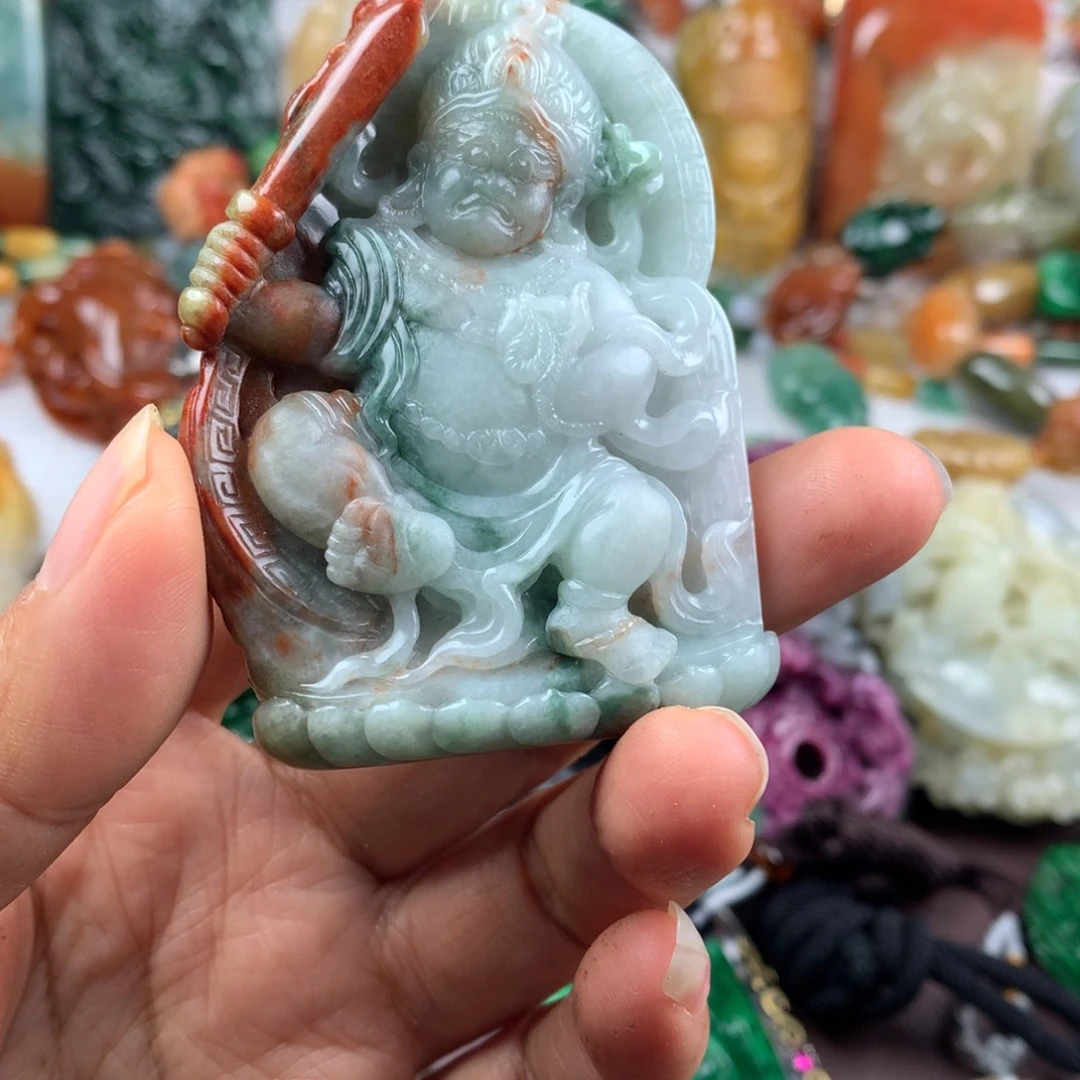 三***中翡翠未镶嵌颈饰挂件