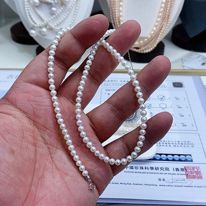 ℳ***赋颈饰银S925镶嵌淡水珍珠