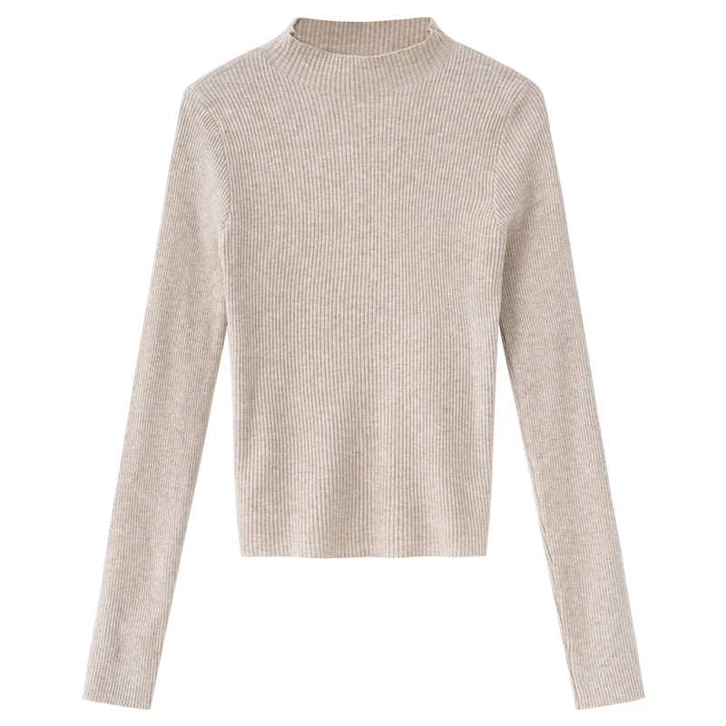 （清货）韩版后腰抽绳镂空高领长袖针织衫女上衣Y291