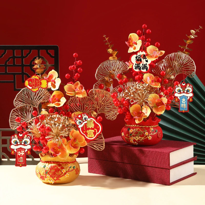 2025新年升级福袋红果装饰家居摆件 新春乔迁布置客厅工艺品批发