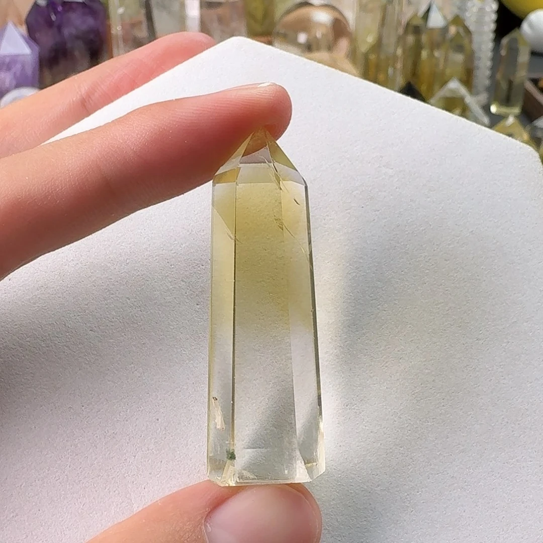 水晶未镶嵌珠宝半成品黄水晶蓝针