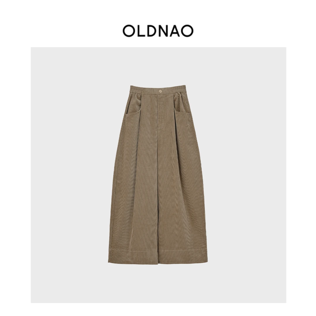 【OLDNAO】品牌订单线重磅灯芯绒捏褶松紧腰阔腿裤-HWE-3654