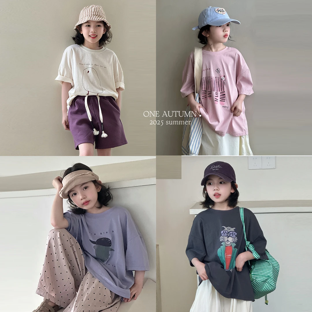 现货「壹秋.ONE AUTUMN」【色彩拼盘】短袖T恤女童夏季上衣【GX613】