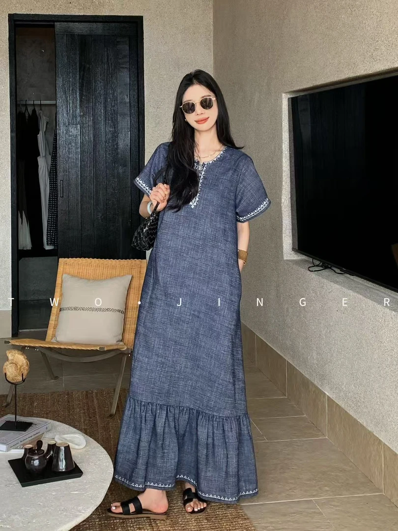 二静子 极简约静奢（锦绣）永不会过时的复古刺绣连衣裙 CX9233