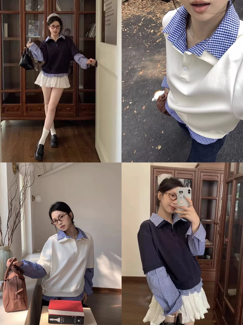 2389 韩代卫衣拼衬衣