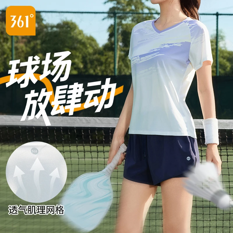 361°跑步运动套装女晨跑服专业羽毛球网球服吸湿排汗瑜伽健身短袖