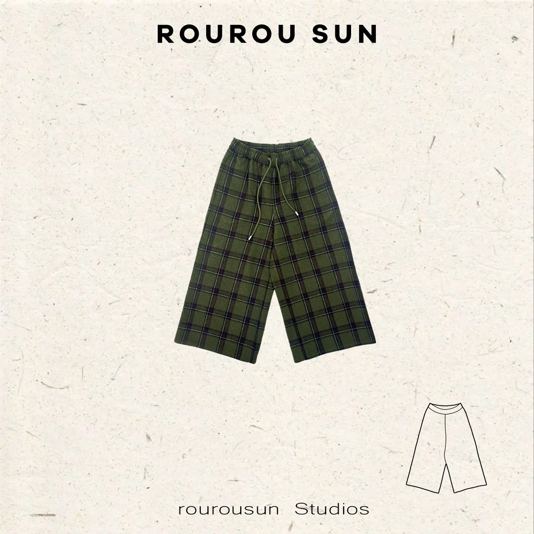 29832冬款女装复古做旧格子百搭慵懒休闲分裤