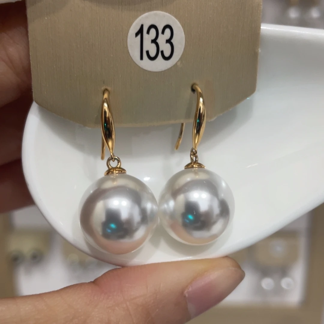 耳饰银S925镶嵌淡水珍珠