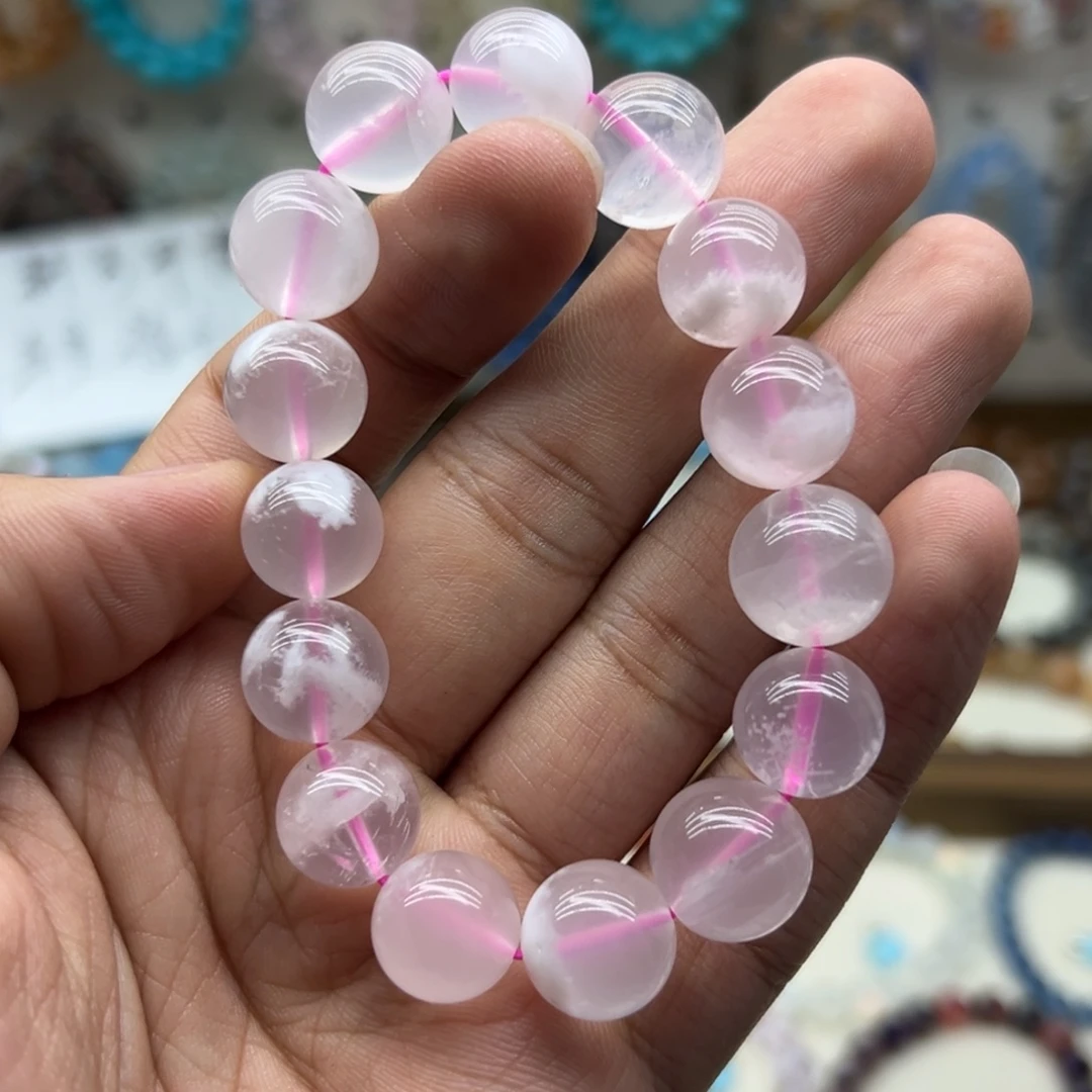 手链水晶未镶嵌13咪粉雪花幽灵