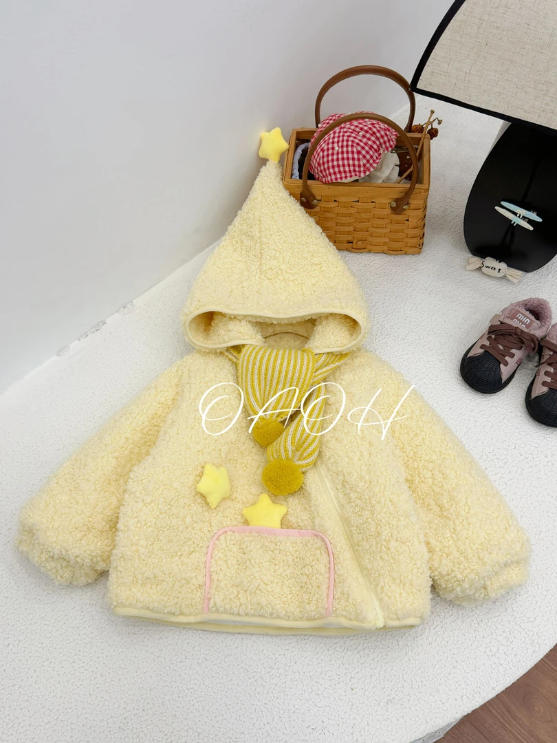 OAOH 【星星人】女中大童时尚棉服儿童洋气纯色毛毛衣W8222