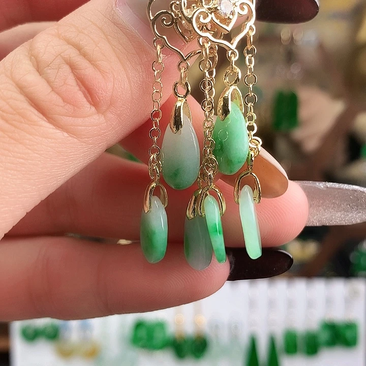 翡翠银S925镶嵌耳饰耳饰