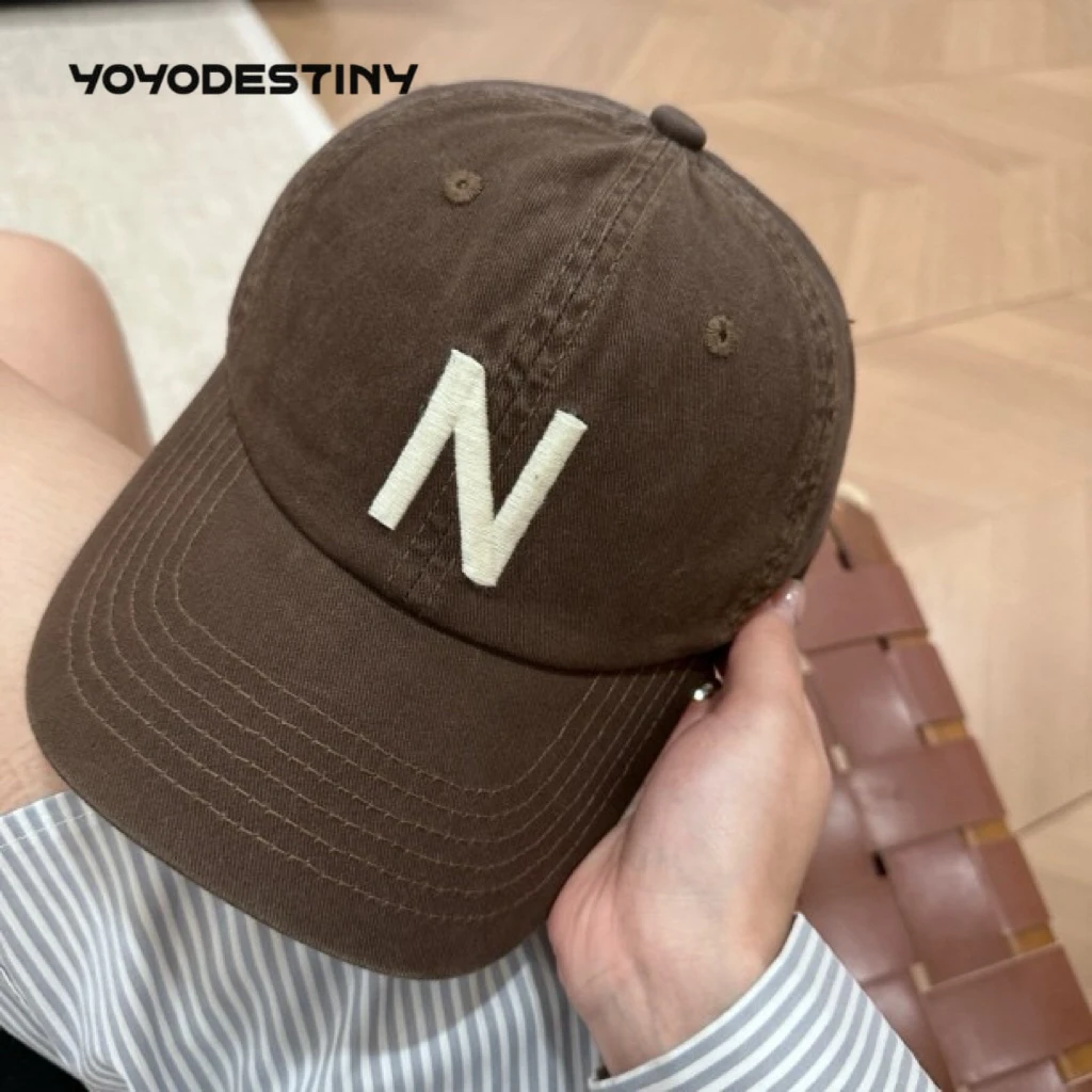 N大字母刺绣显脸小的棒球帽加深加大帽檐圆脸鸭舌帽软顶百搭帽子