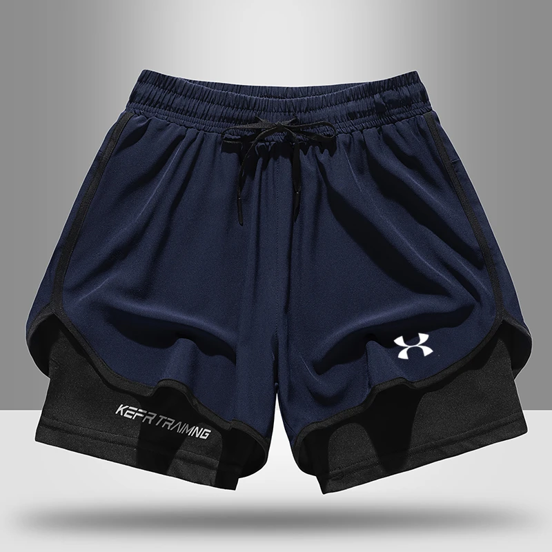 UA安德马夏季新款运动短裤男女假两件速干内衬休闲高档健身三分裤