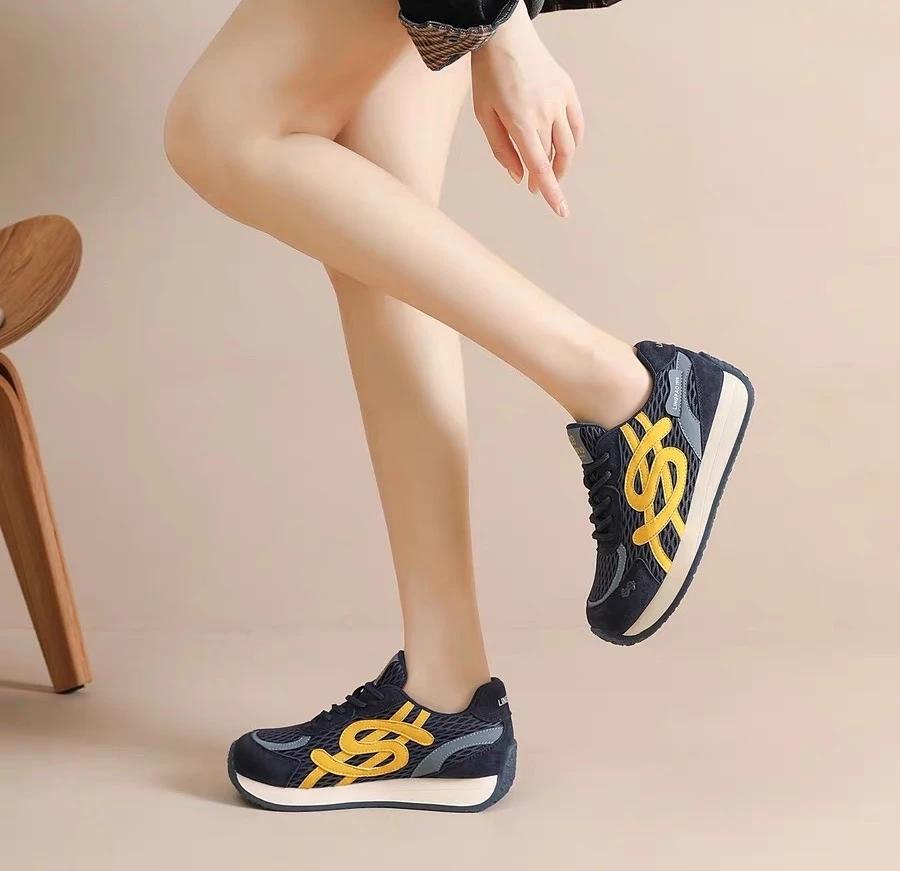 C8811  兰色  时尚百搭厚底圆头系带阿甘鞋女休闲鞋