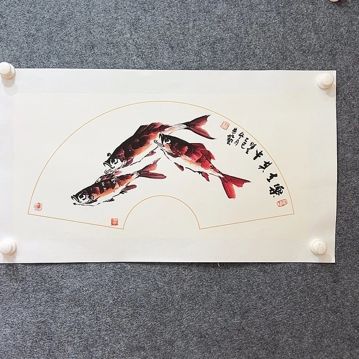 国画知鱼知乐纯手绘