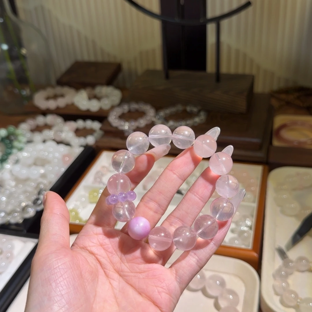 玫***瑰纯铜石英石粉色紫色