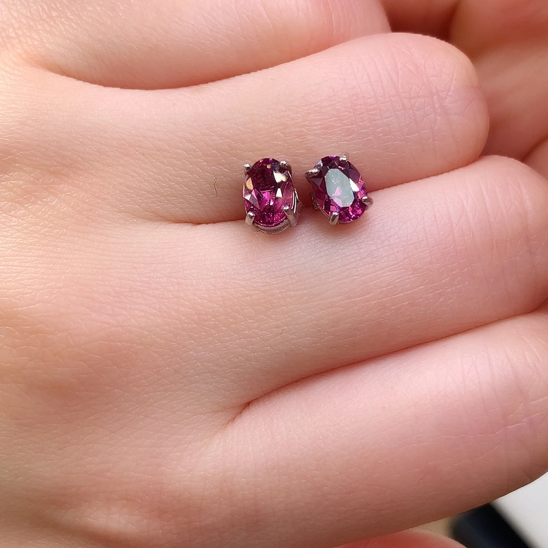 耳饰银S925镶嵌石榴石86-47