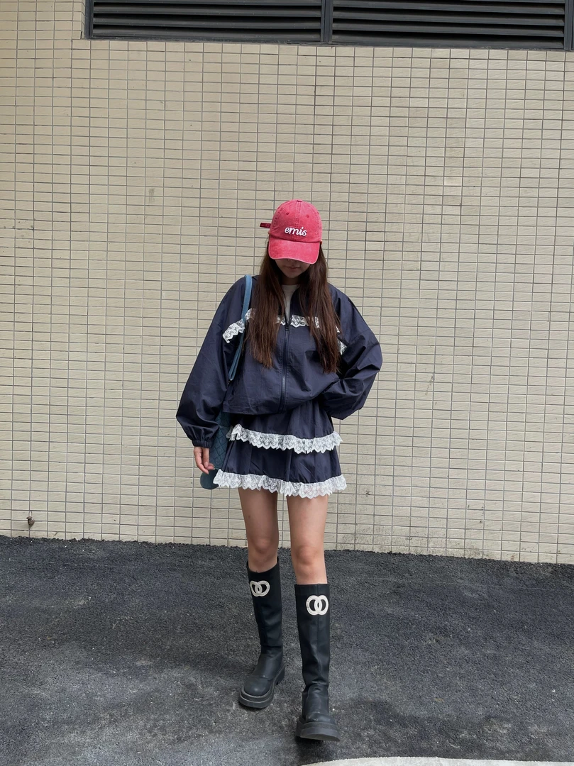韩国东大门时尚甜美减龄两件套女卫衣外套+蛋糕裙套装裙显瘦遮肉