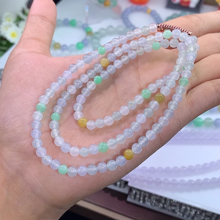 翡翠未镶嵌手链冰多宝项链