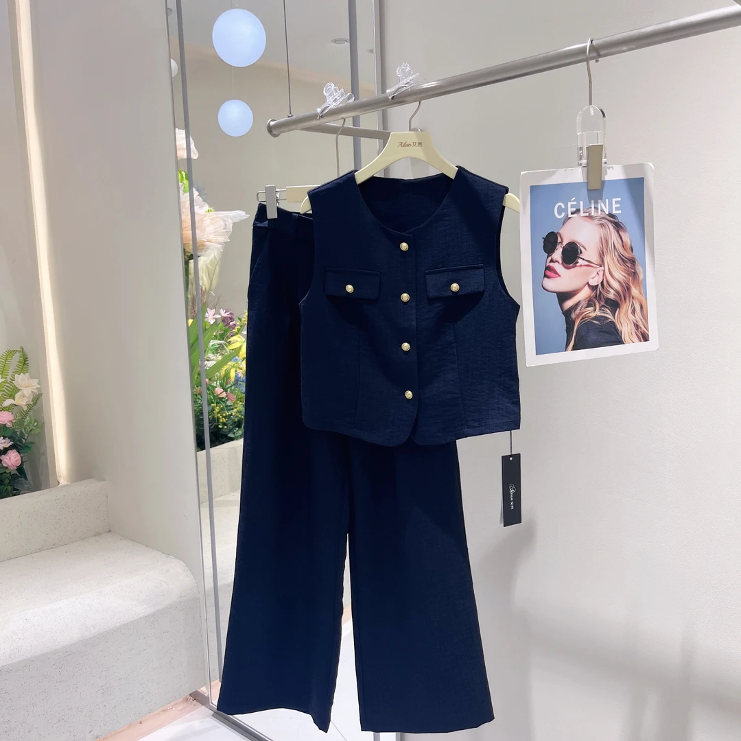 艾然新款上新马甲洋气套装显瘦气质韩系御姐风2371