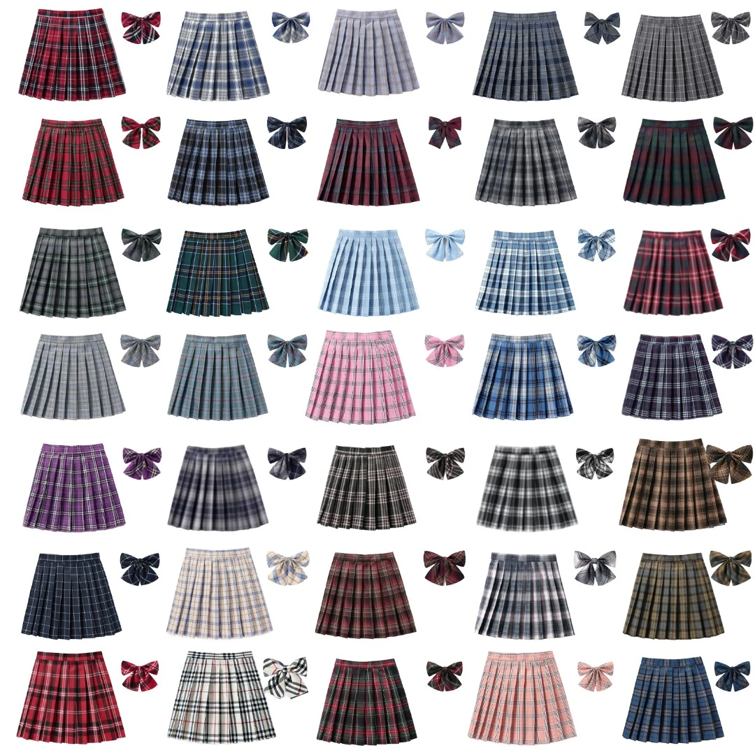 43CM裙长班校服格子高腰百褶百折JK半身表演服供校感学院风女短裙