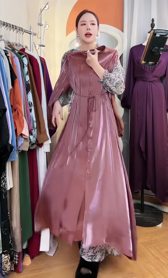 豆沙色--春季夏季连衣裙气质轻奢国风设计师显瘦时尚红色中长款