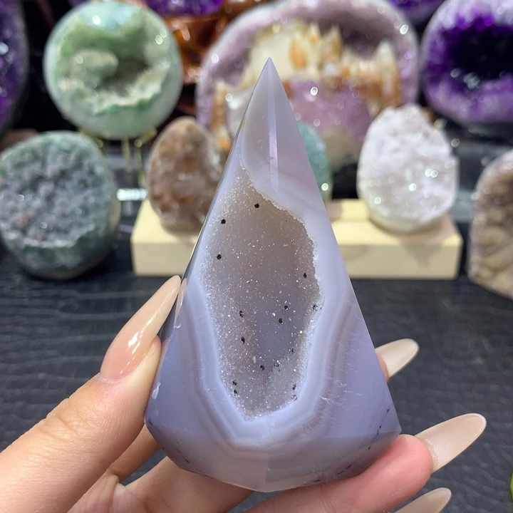 未镶嵌珠宝半成品紫晶73号金字塔