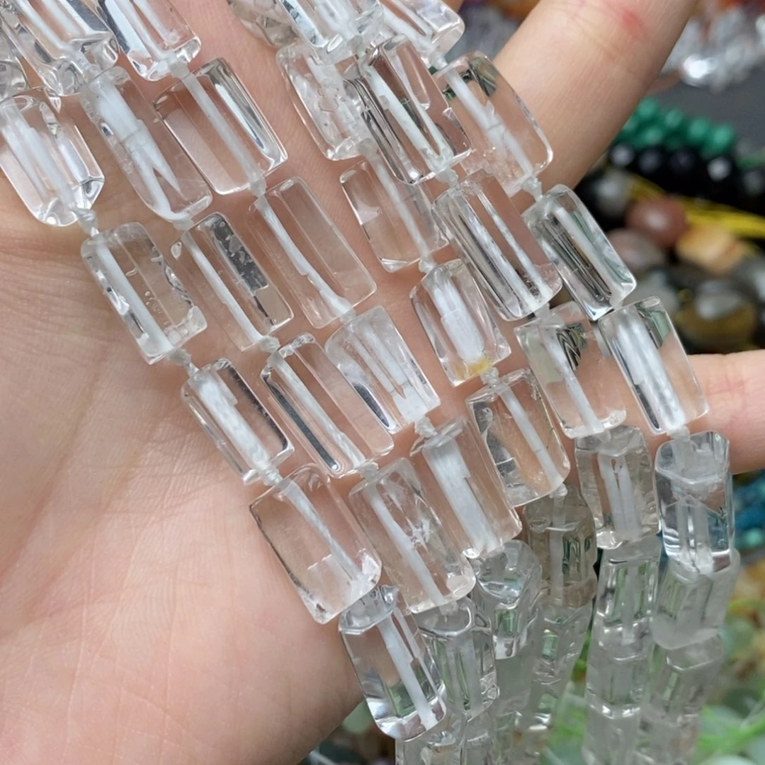 玛瑙/玉髓未镶嵌珠宝半成品白水晶管住约12-13mm一条