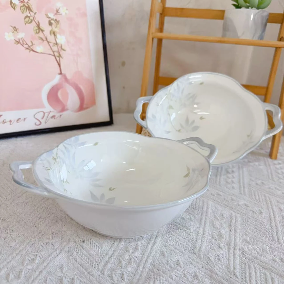 1097银竹秋光系列高温釉下彩9英寸双耳汤面碗两只装长22高7