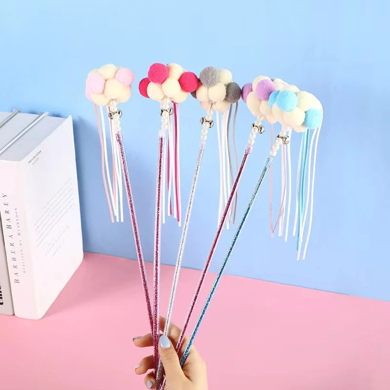 新款仙女逗猫棒宠物逗猫棒猫咪互动手持款花朵流苏猫咪逗猫棒