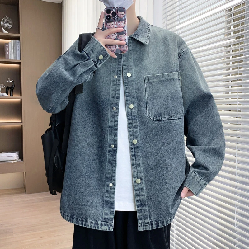 春秋季青少年新款百搭潮流牛仔褂简约韩系外套时尚高级男潮