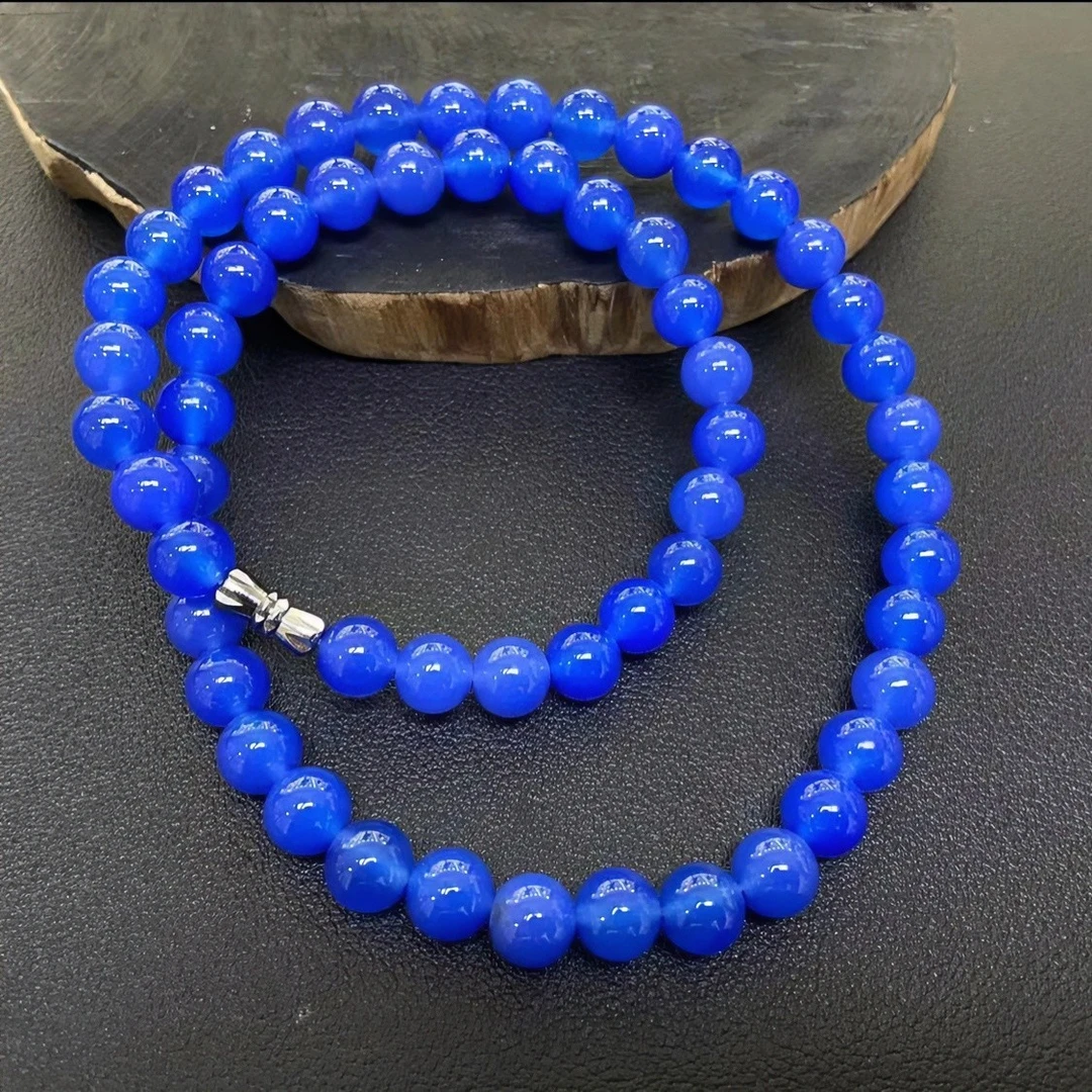 S1341【福嘟嘟珠宝】蓝阿塞光蓝玛瑙项链-送礼佳品