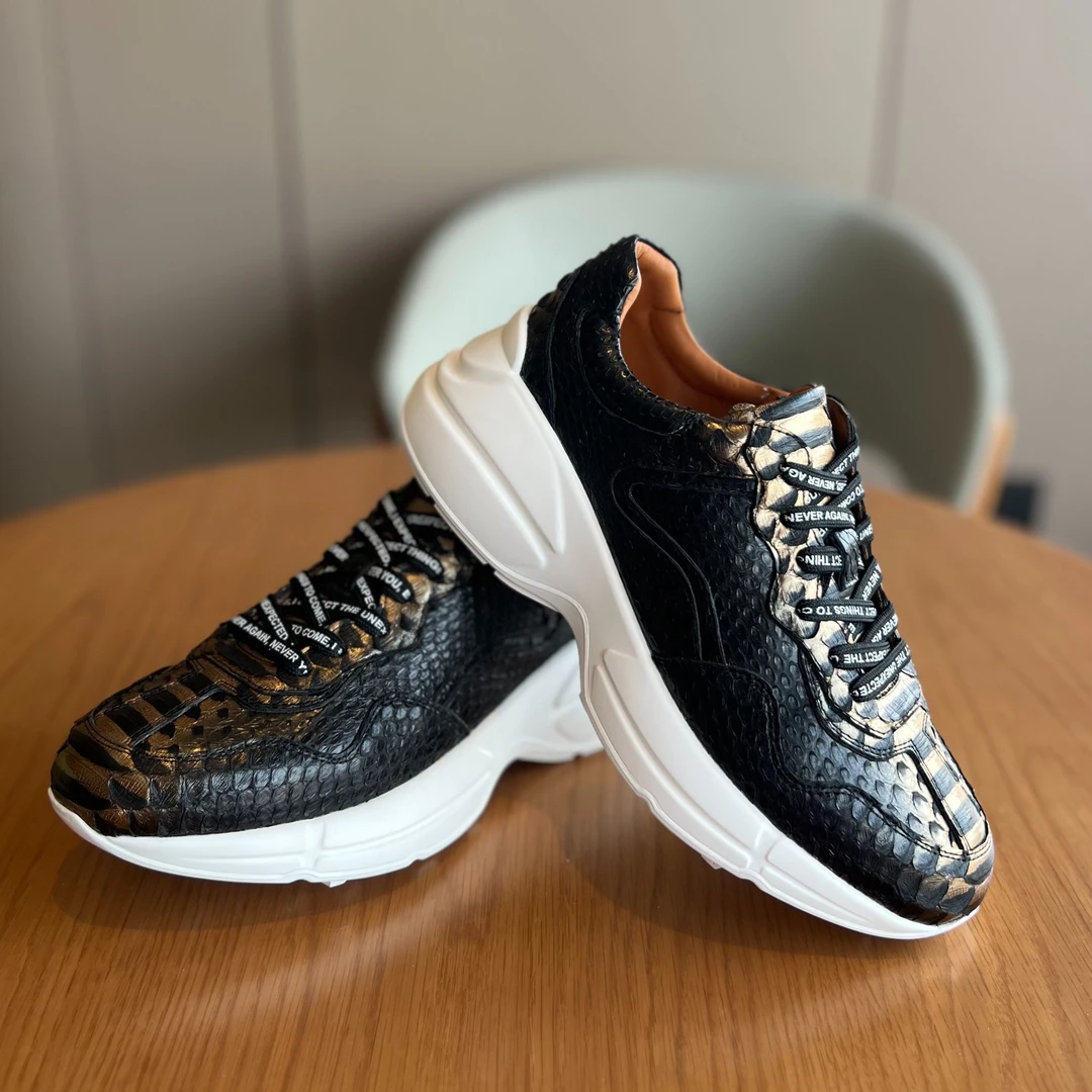 真皮鞋男老爹皮高颜值手工擦色时尚皮鞋潮款厚底增高休闲运动鞋男