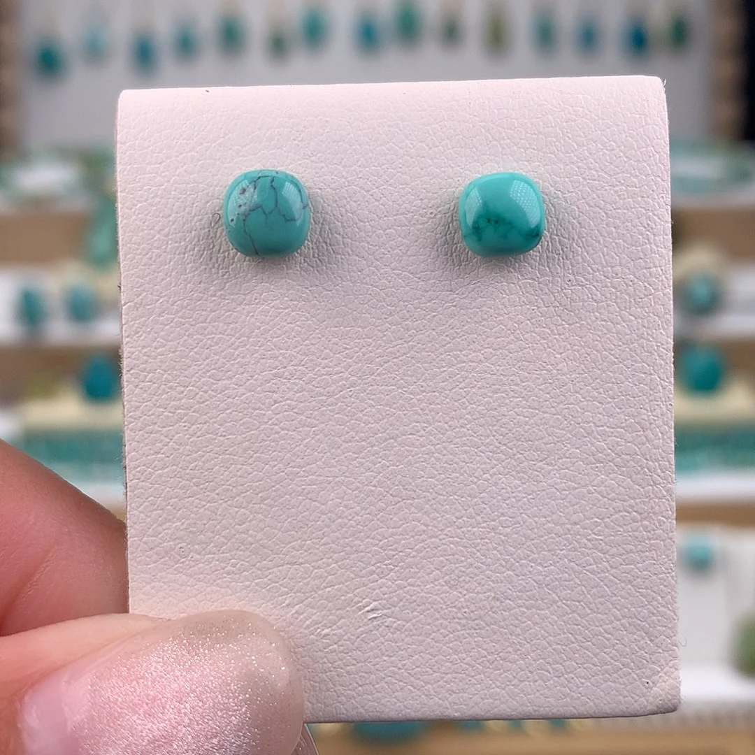 绿松石银S925镶嵌耳饰