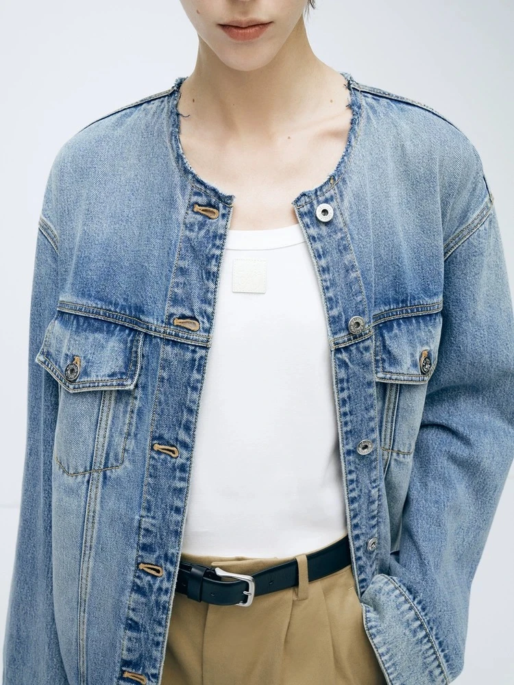 《琨姐专属》春秋款时尚牛仔百搭水洗欧美街头风女长袖外套-25017