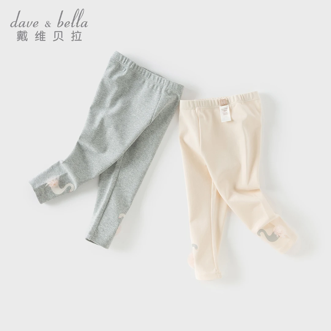 戴维贝拉女童抗菌防螨弹力裤子童装新款儿童春装打底裤-DB1250427