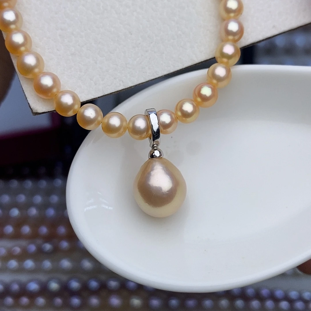 吊坠(不含链)银S925镶嵌淡水珍珠10-11‘