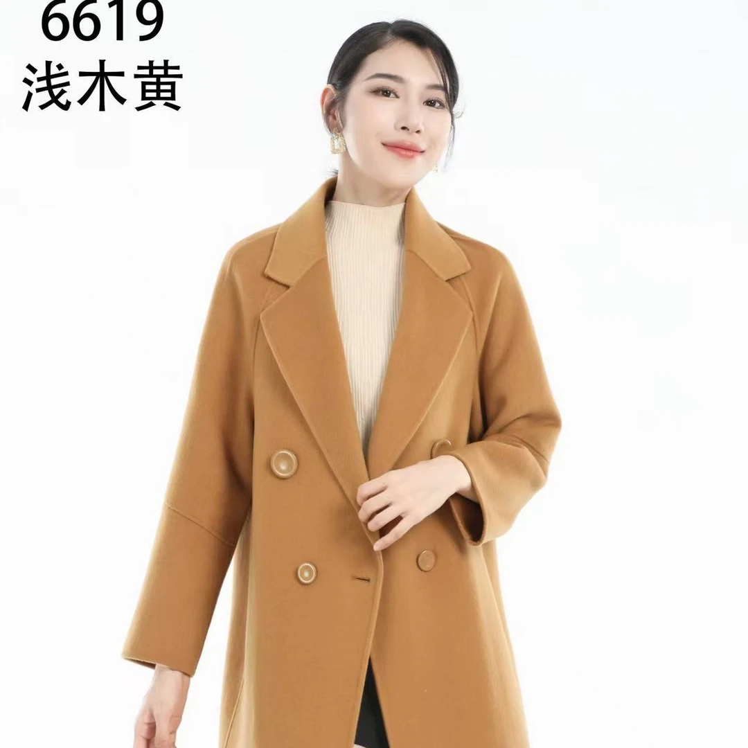 N6619秋冬时尚气质翻领百搭双面呢大衣DM6