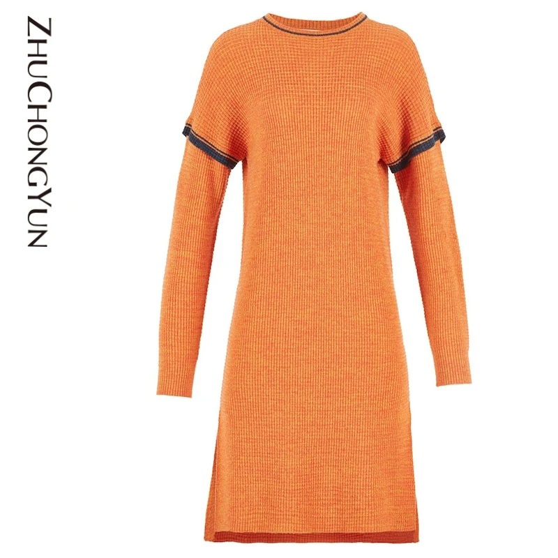 【妍妍精选】ZHUCHONGYU圆领拼接袖子连衣裙C1KT4876M