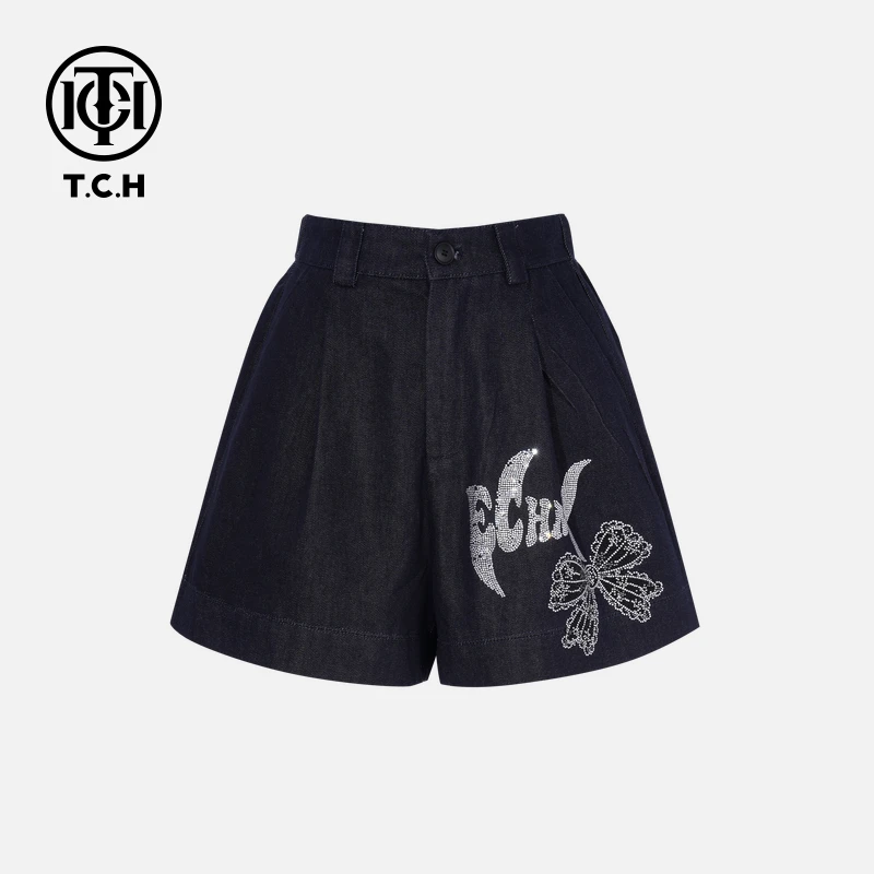 TCH私服烫钻工艺新时尚淑女百搭新潮流短裤女T75B21E1008轻奢tch