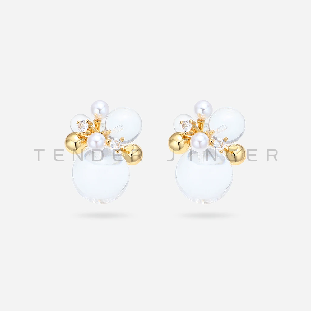 Tender Jinger 铜合金耳饰 ｜线下专供新款优雅圆球耳环耳饰轻奢