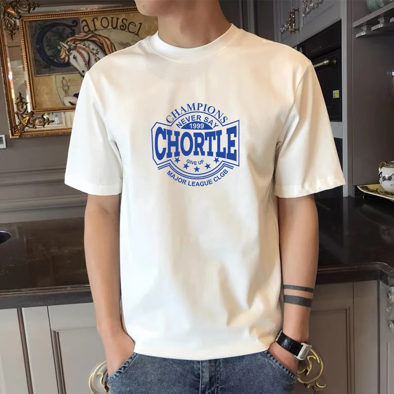 英尼驰夏季纯棉短袖t恤男女潮流宽松圆领百搭印花全棉半袖ins