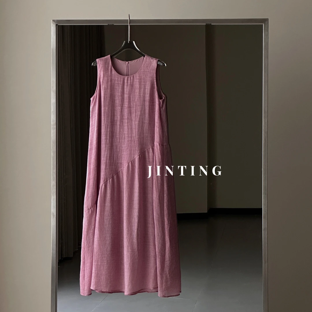 今婷夏款新款休闲时尚气质宽松舒拼接显瘦无袖连衣裙-M25222303