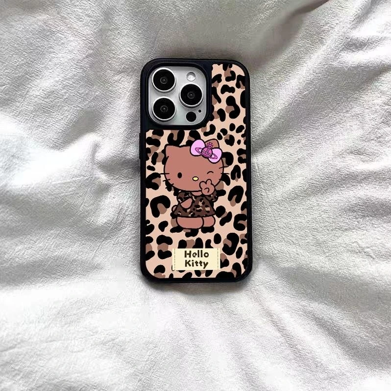 新款韩系冬季豹纹凯蒂小羊皮手机壳11适用苹果壳16PRO15/14/13/12