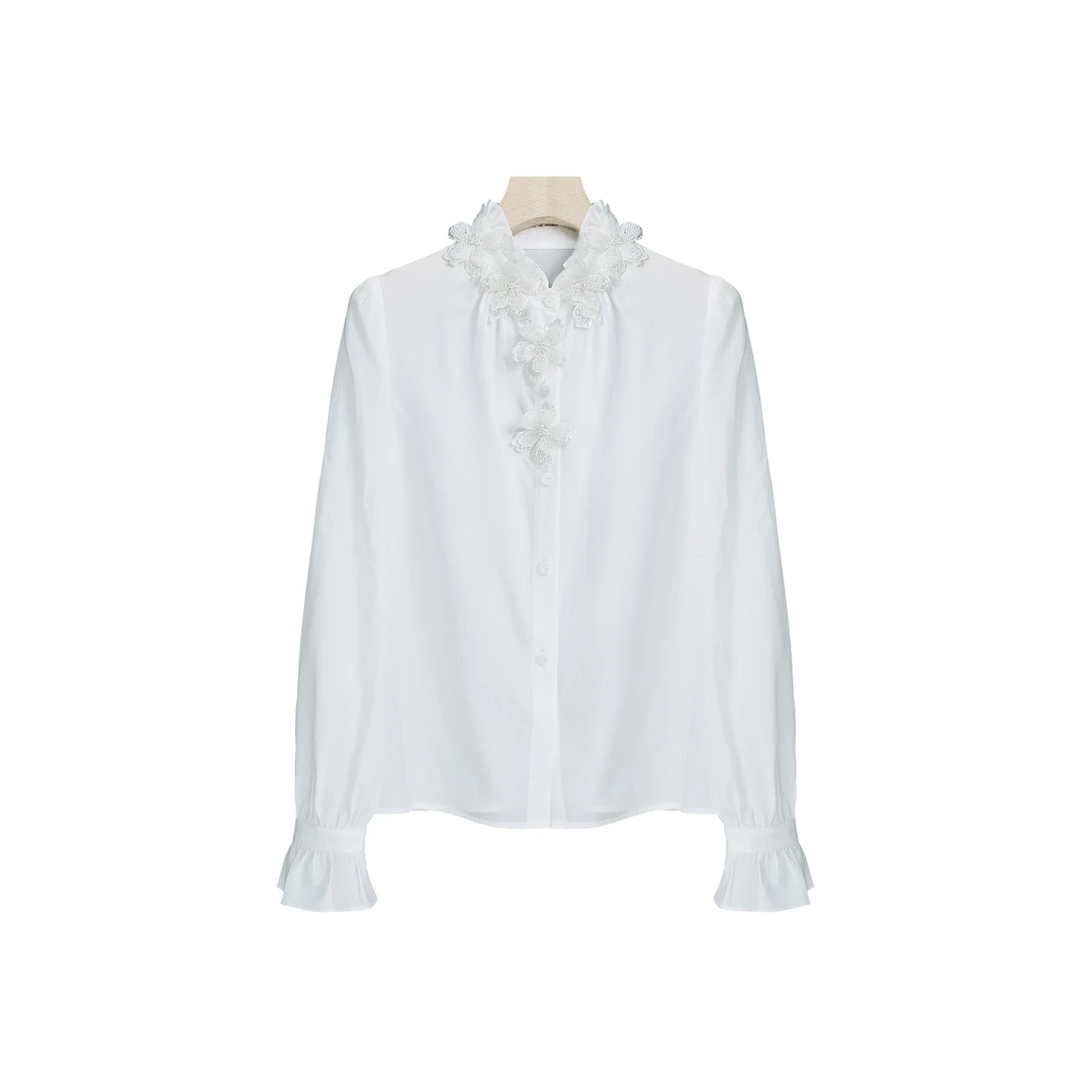 JIUJIU晚香玉立~高级感轻奢立体花边领衬衫-HK-Y14550