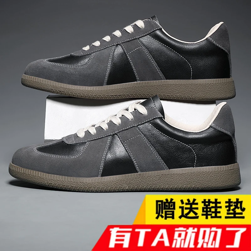 复古韩版德训鞋时尚男鞋软底牛皮板鞋舒适透气休闲鞋运动百搭青年